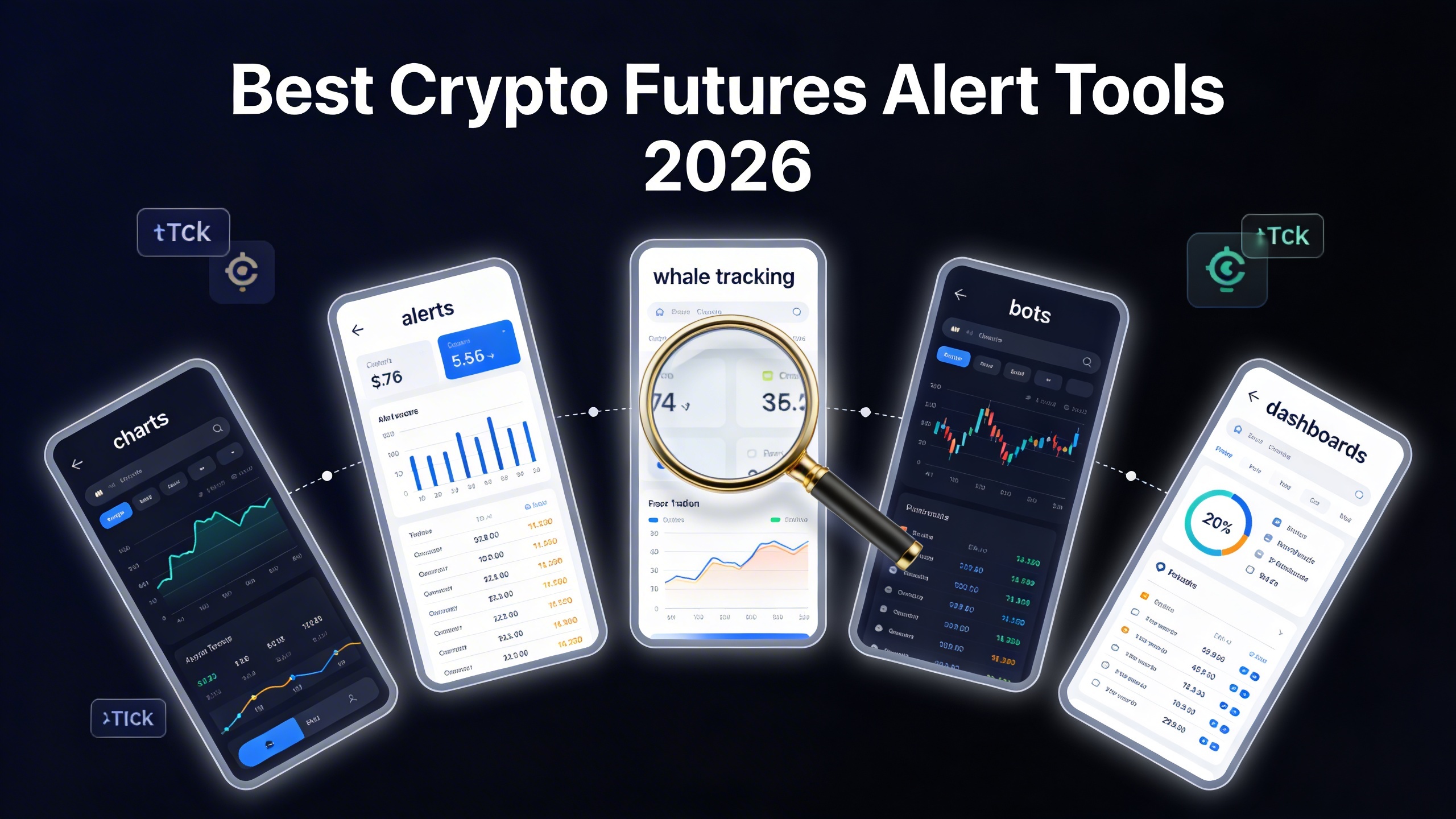 Panel de comparación mostrando múltiples herramientas de alertas de futuros cripto y plataformas de trading lado a lado