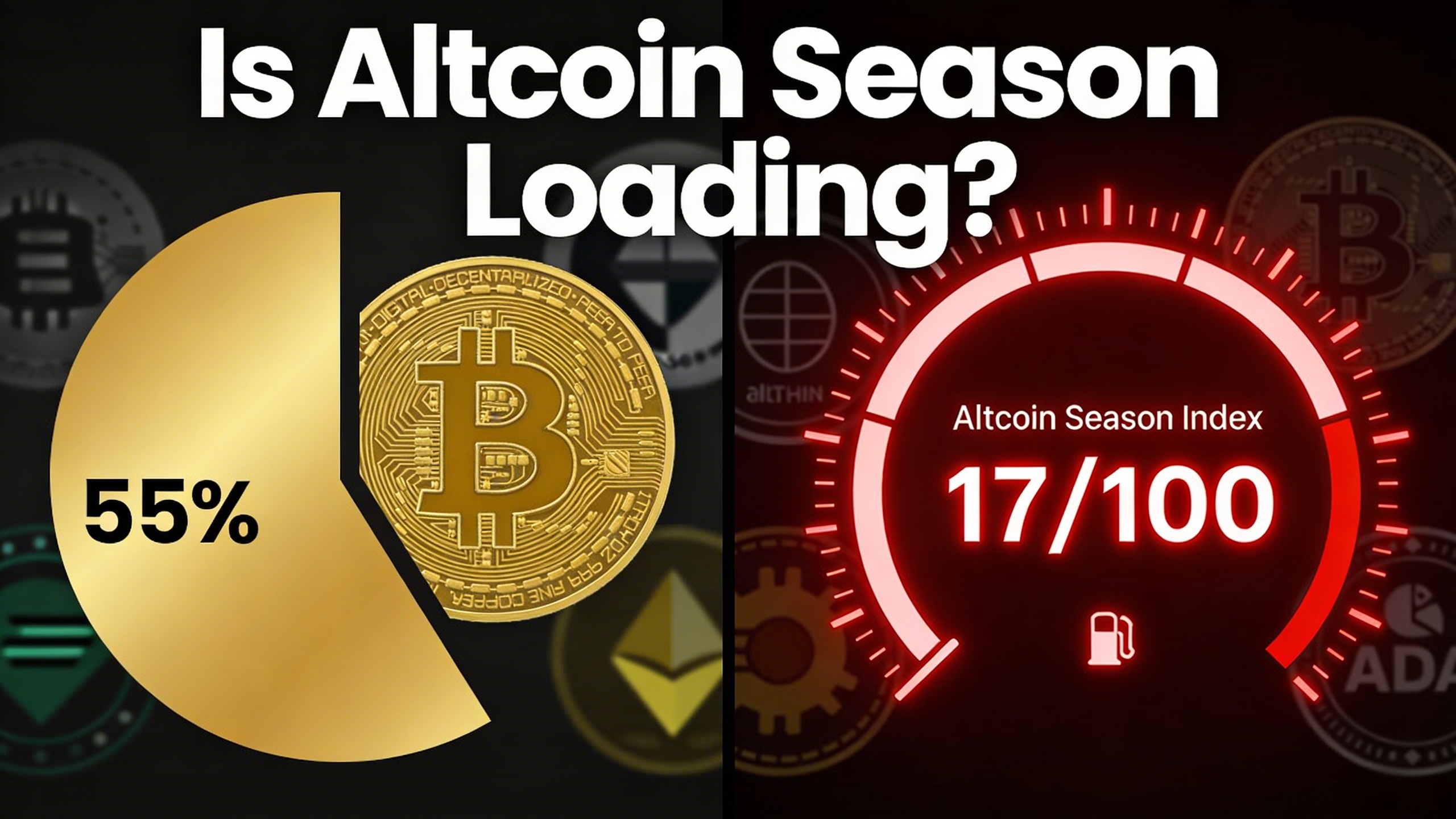 Gráfico de dominancia de Bitcoin al 59% con el altcoin season index mostrando señales de rotación