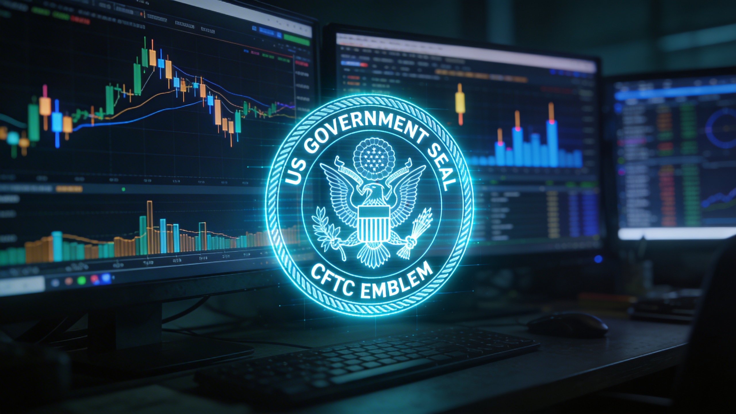 Gráfico digital mostrando contratos de futuros perpetuos con símbolos regulatorios estadounidenses y datos de comercio de criptomonedas